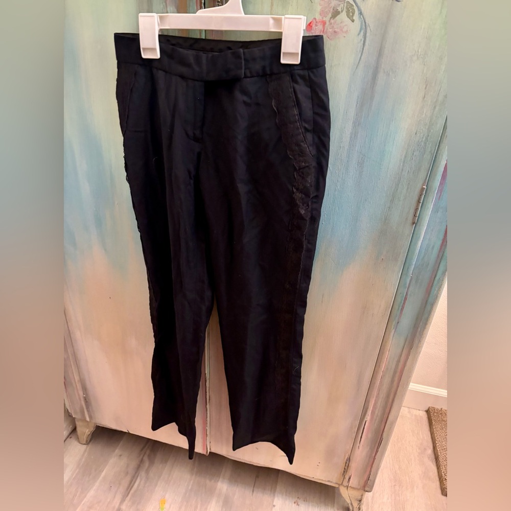 Behnaz Black Pants with lace trim. Size Jrs 1.